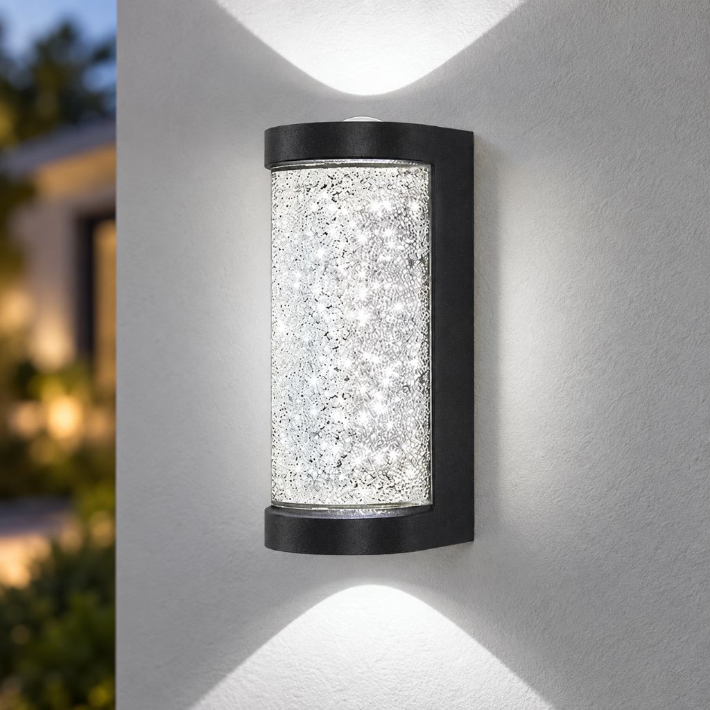 Crystal-Effect LED Wall Sconce with Textured Shade