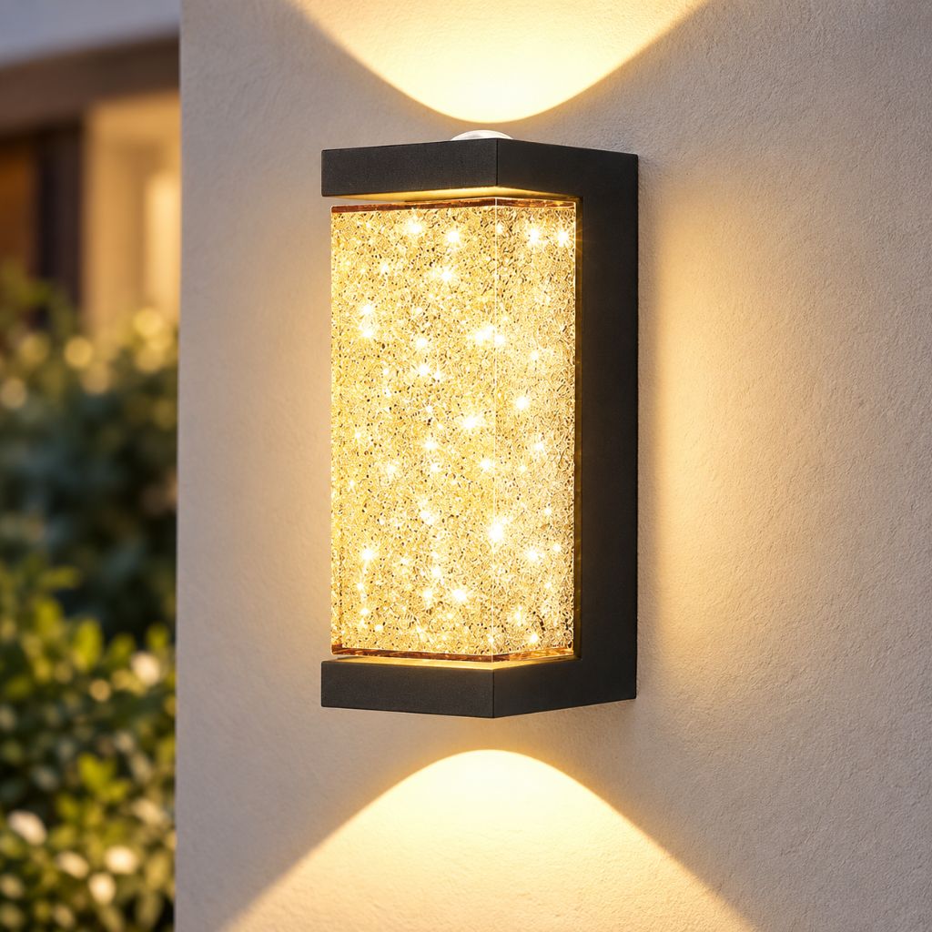Crystal-Effect LED Wall Sconce with Textured Shade