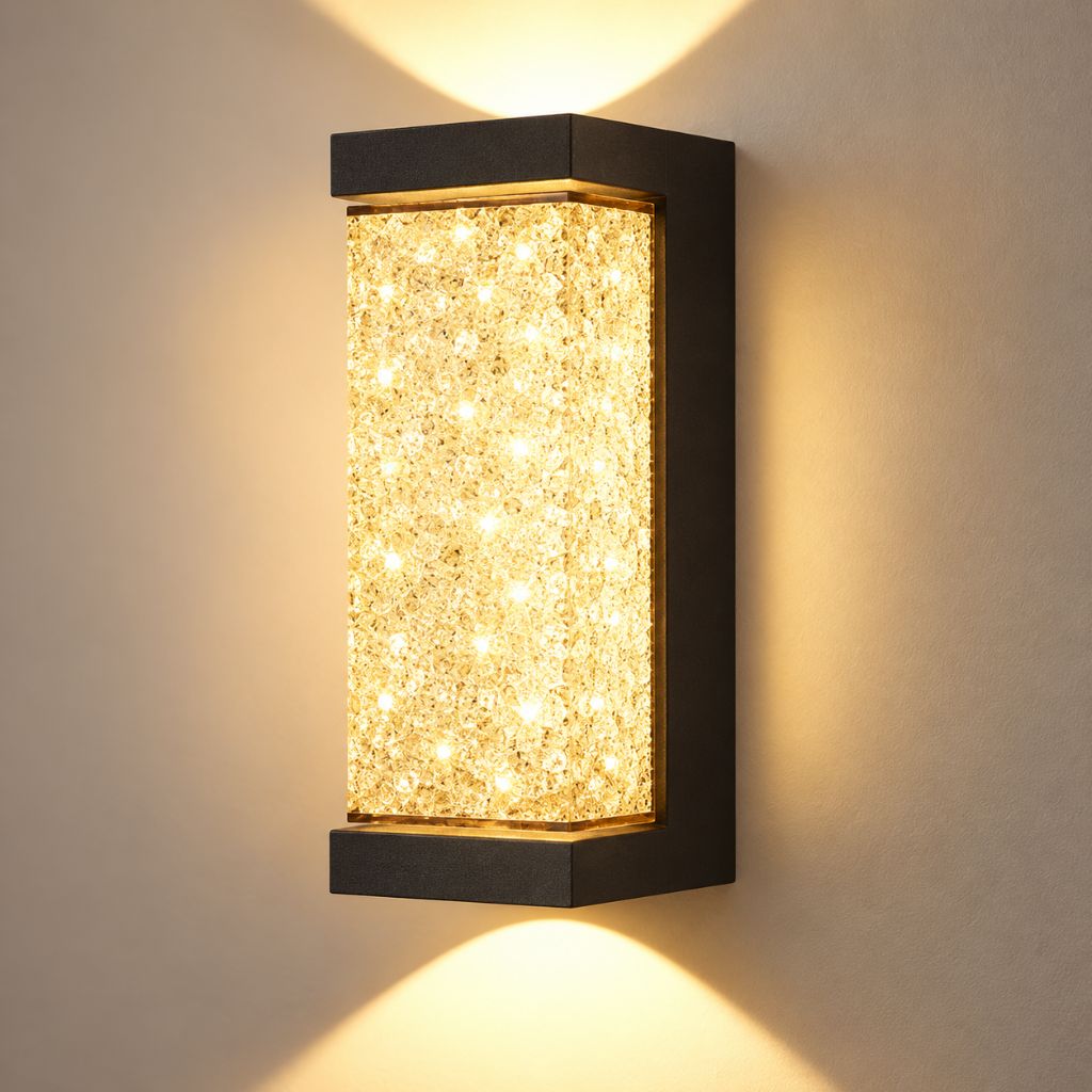 Crystal-Effect LED Wall Sconce with Textured Shade