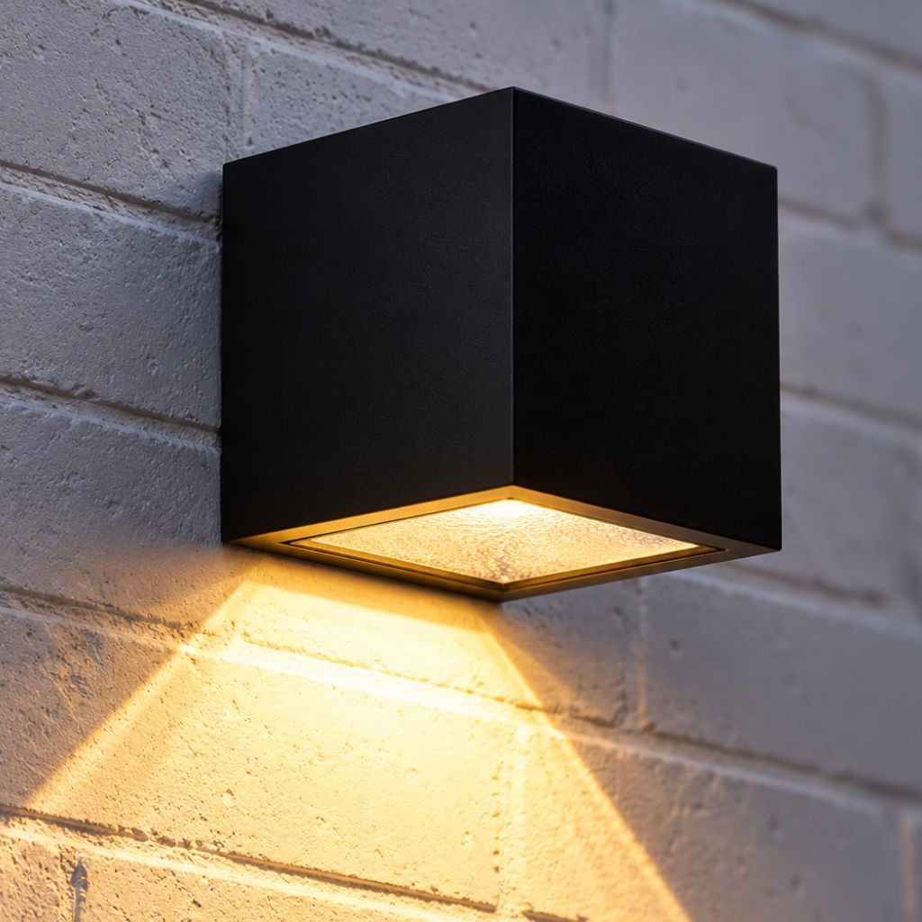 Cube Solar LED Outdoor Wall Light with Dusk Sensor