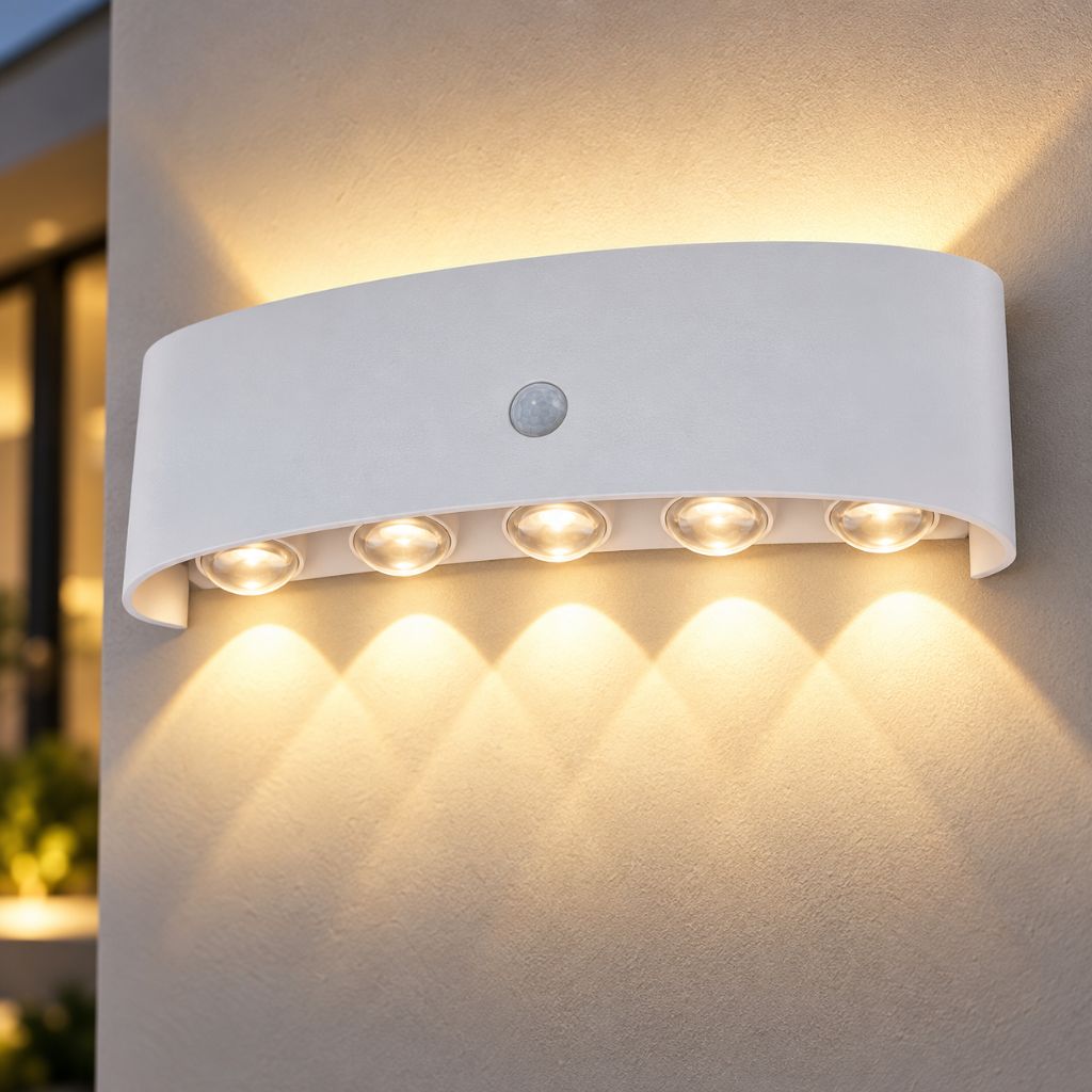 Curved Aluminium LED Wall Light with PIR Motion Sensor