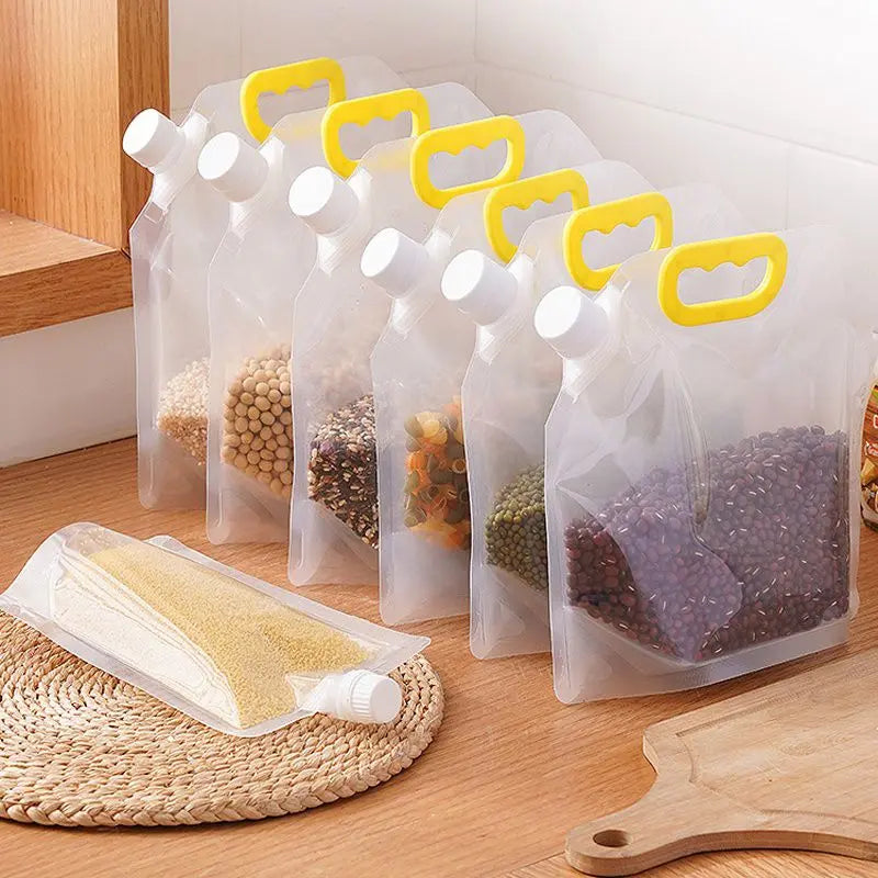 grain storage bags, moisture-proof bags, insect-proof storage, food storage bags, reusable PE bags, transparent storage bags, rice storage bags, bean storage, pantry organizer bags, dry goods storage