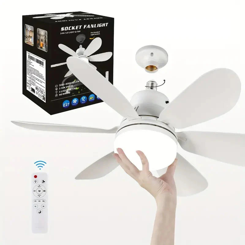 LED Ceiling Fan Lamp with Remote Control – No Wiring Needed