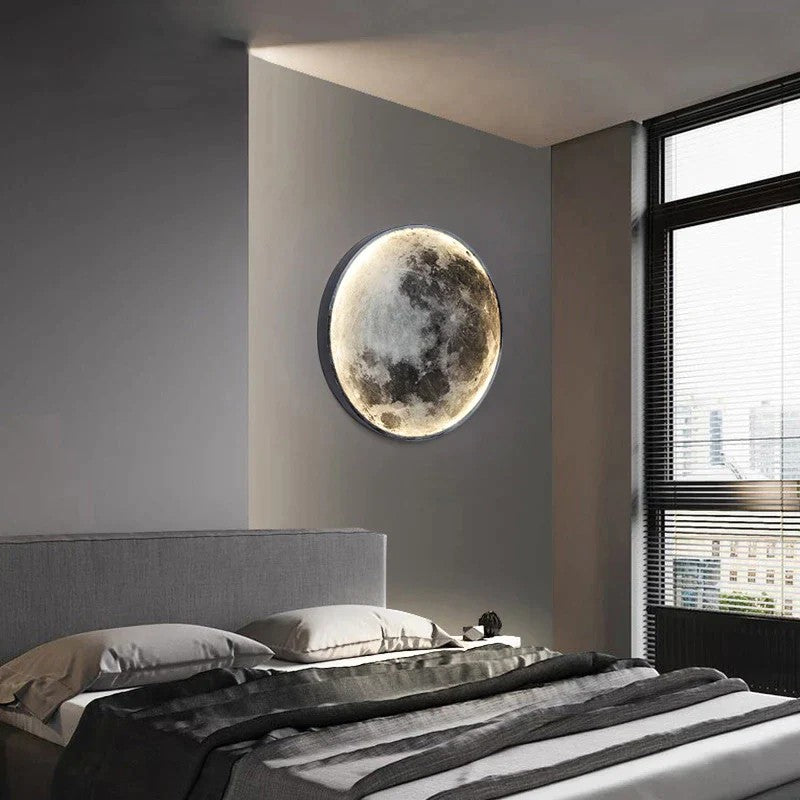 Dimmable LED Moon Wall Sconce with Remote Control