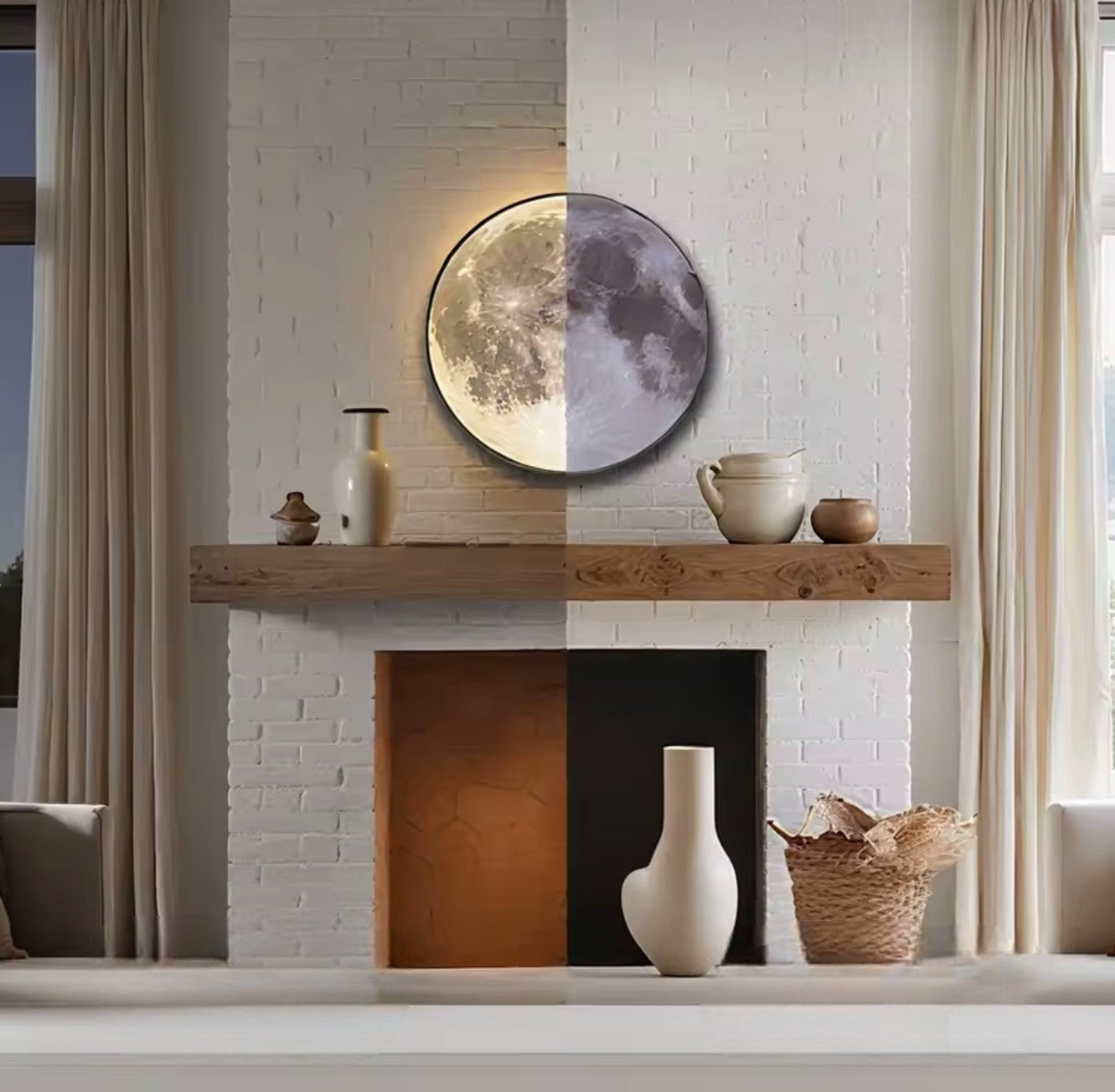 Dimmable LED Moon Wall Sconce with Remote Control