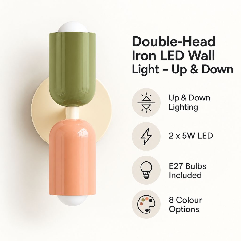 Double-Head Iron LED Wall Light – Up & Down
