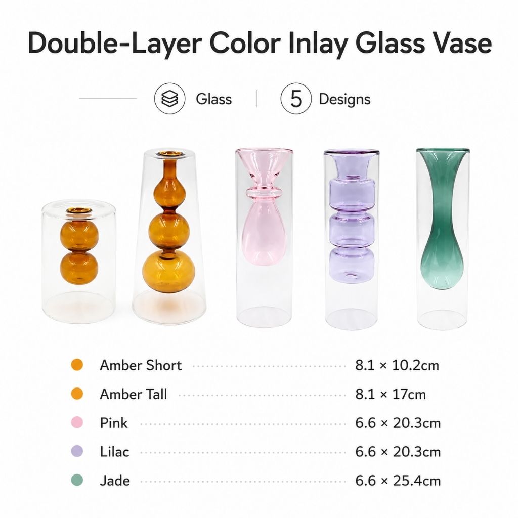 Double-Layer Color Inlay Glass Vase