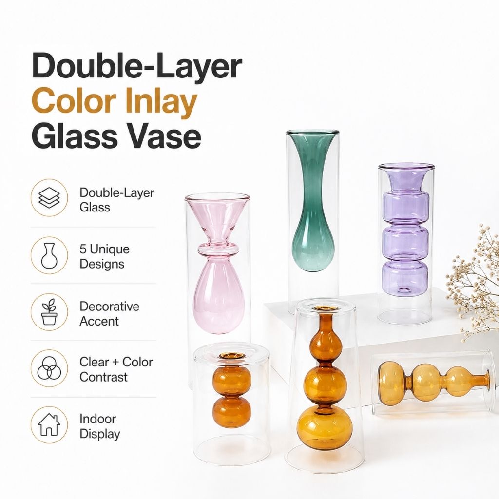 Double-Layer Color Inlay Glass Vase