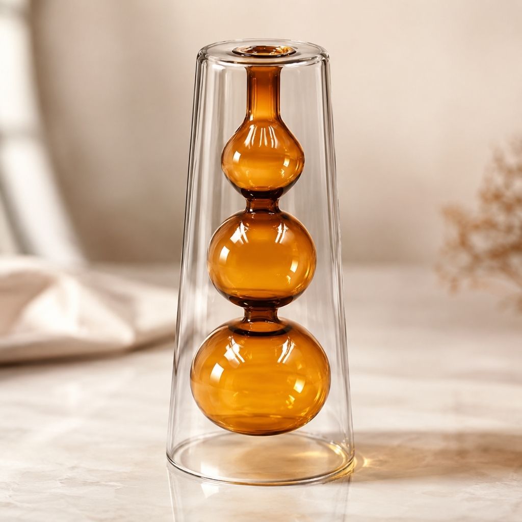 Double-Layer Color Inlay Glass Vase