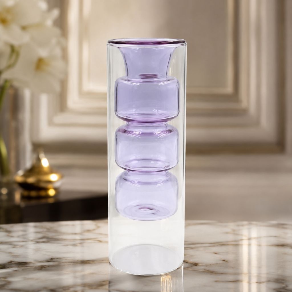Double-Layer Color Inlay Glass Vase