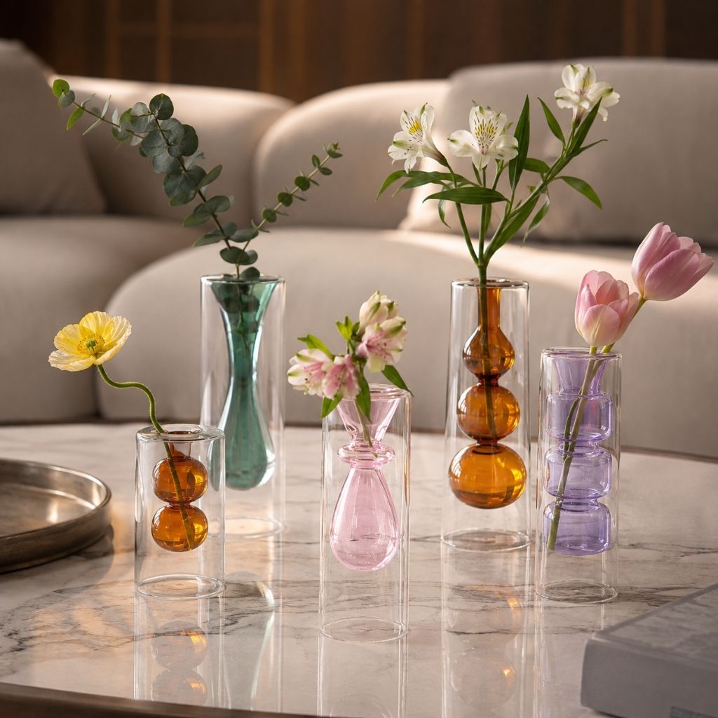 Double-Layer Color Inlay Glass Vase