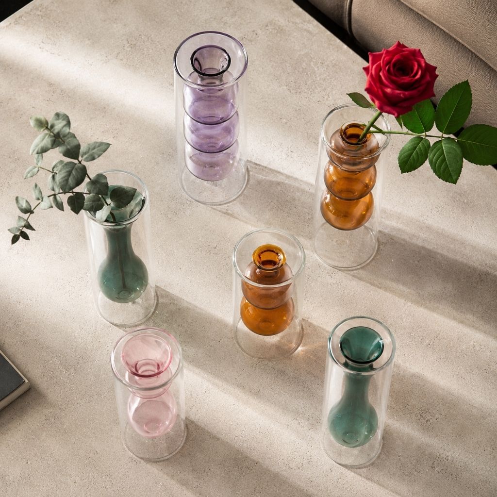 Double-Layer Color Inlay Glass Vase
