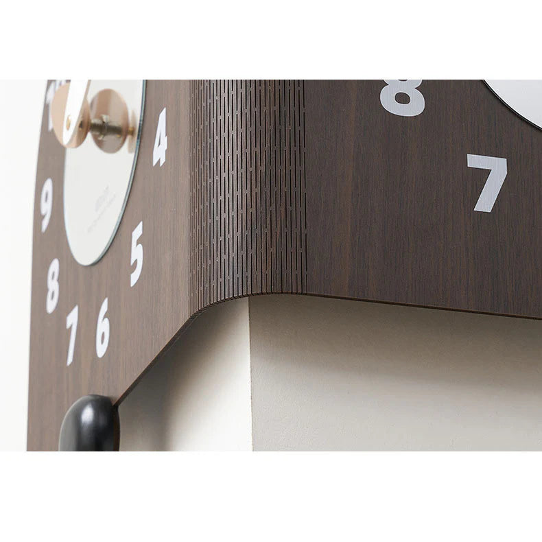 Double-Sided Wooden Corner Wall Clock – Walnut Design