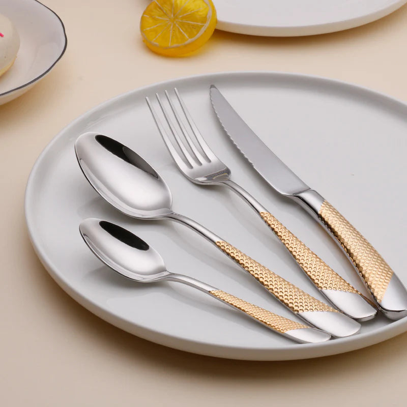 Drillan Cutlery Set – 304 Stainless Steel Luxury Textured Design