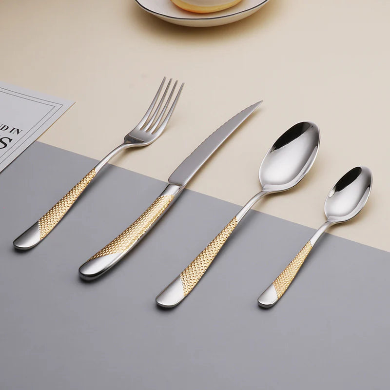 Drillan Cutlery Set – 304 Stainless Steel Luxury Textured Design