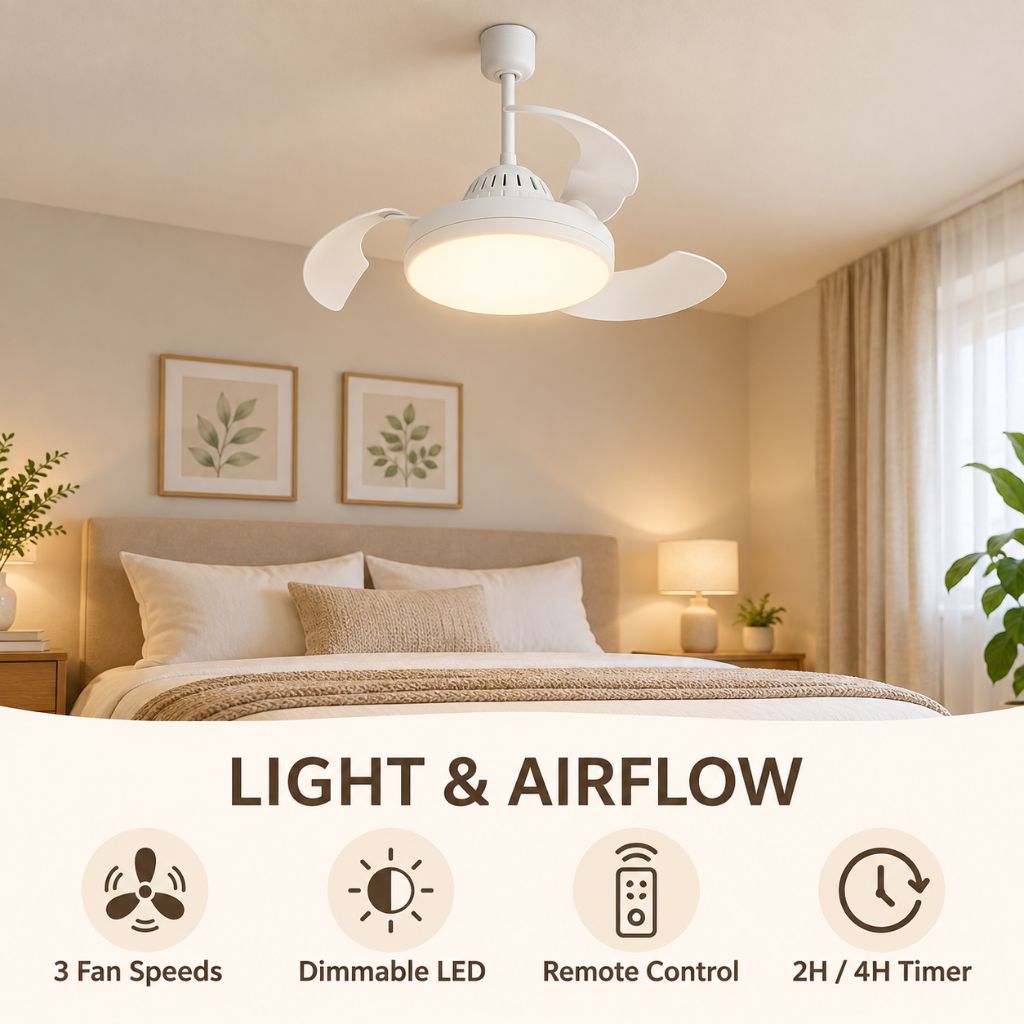 E27 LED Ceiling Fan Light with Remote Control and Timer