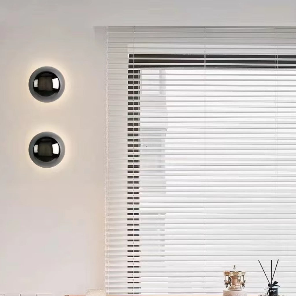 Eclipse Chrome Globe Wall Light Japandi Sphere Sconce - Lattea Global