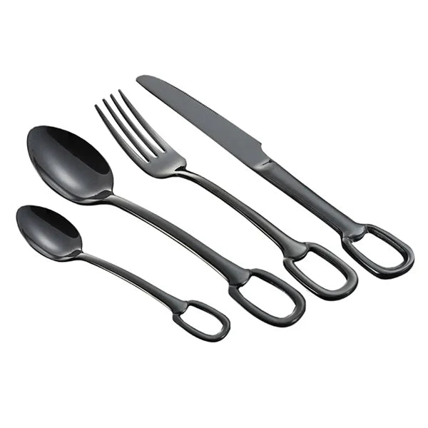 Elegance Ringlet Flatware Set – 18/10 Stainless Steel & Ring Handle - Lattea Global