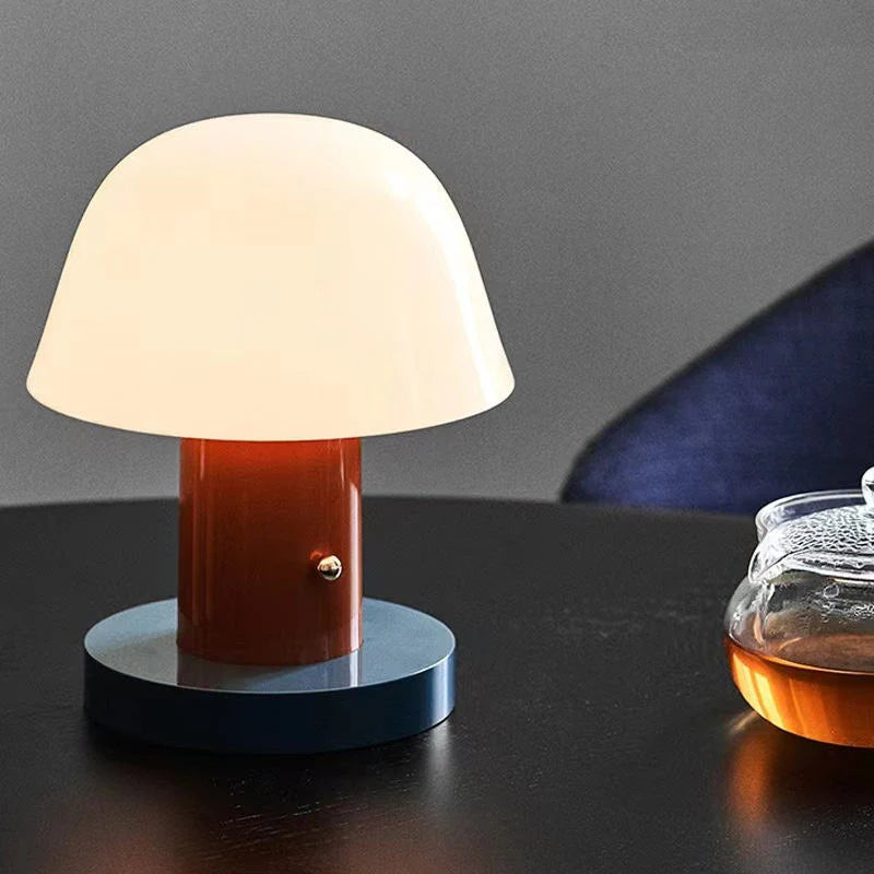 Tiny Mushroom Table Lamp with Frosted Glass Shade