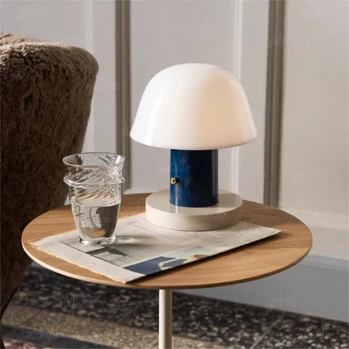 Tiny Mushroom Table Lamp with Frosted Glass Shade