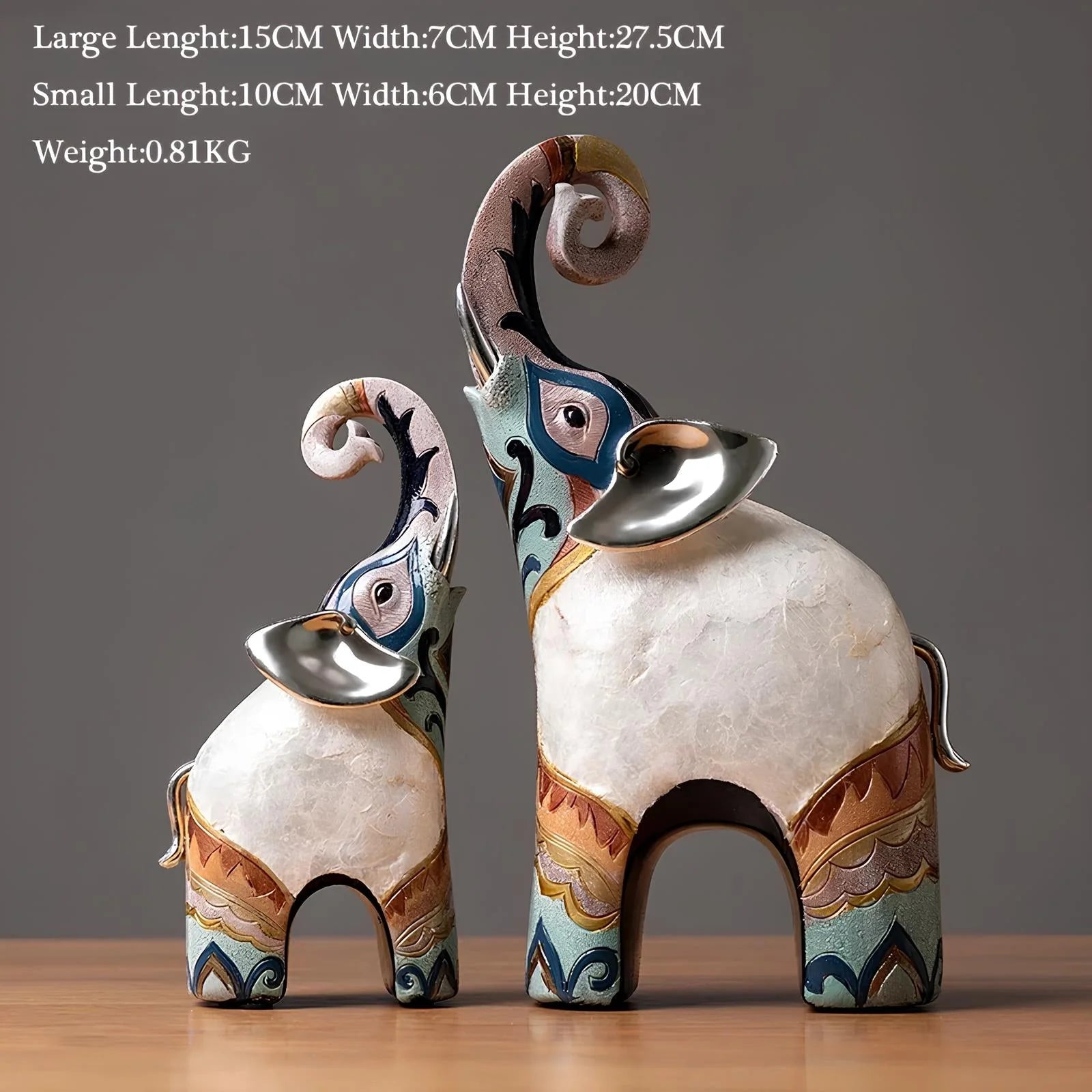 Set of 2 Elephant Figurines – Wildlife Decor