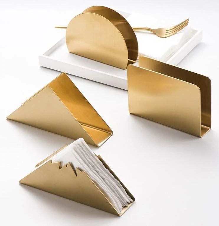 Elegant Golden Stainless Steel Napkin Holder