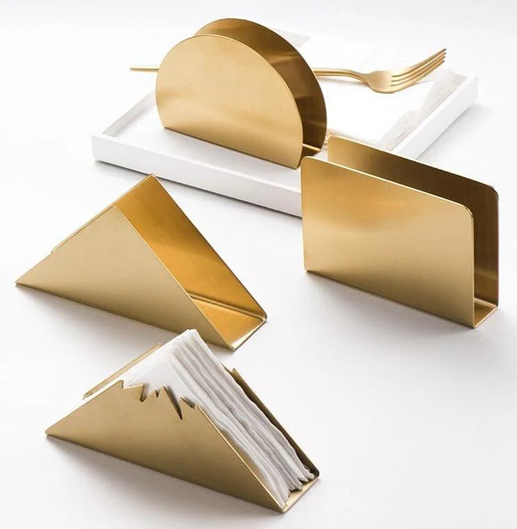 Elegant Golden Stainless Steel Napkin Holder