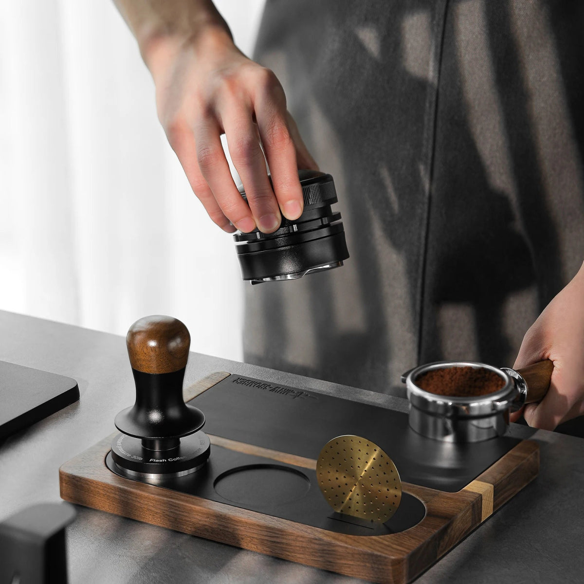 Espresso Tamping Station - Wood with Silicone Pad - Lattea Global