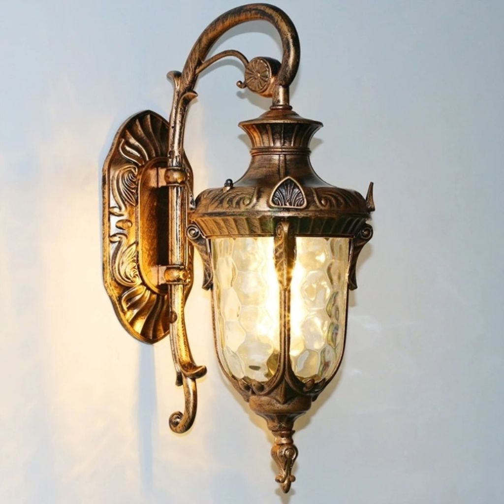 European Retro Outdoor Wall Lamp E27 Toughened Glass