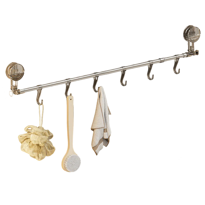 Extendable Suction Towel Rack with Hooks