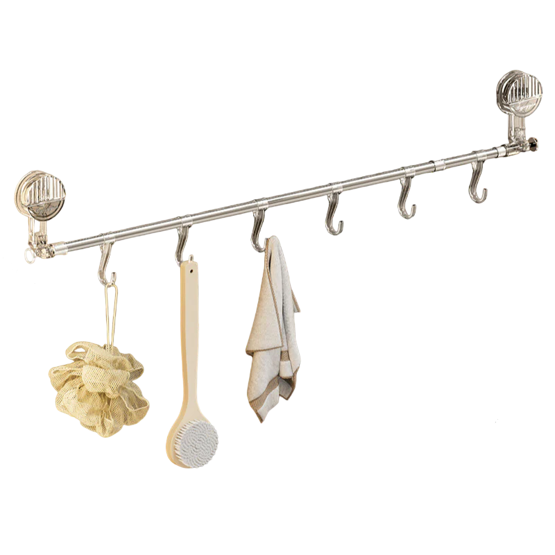 Extendable Suction Towel Rack with Hooks