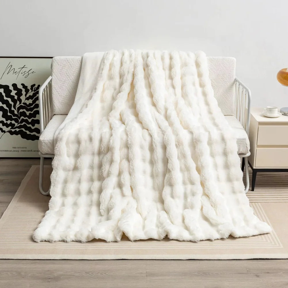 Faux fur throw blanket double-lined plush all-season – view 6