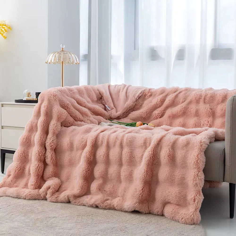 Faux fur throw blanket double-lined plush all-season – view 7