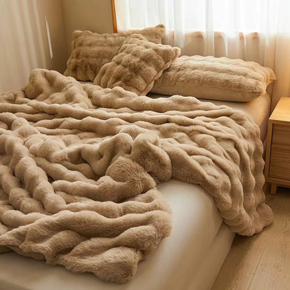 Faux fur throw blanket double-lined plush all-season – view 8