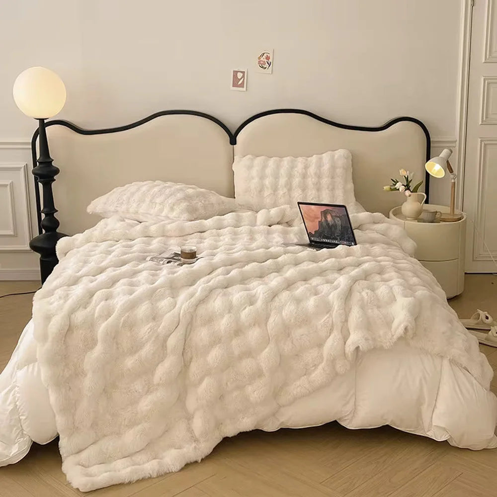 Faux fur throw blanket double-lined plush all-season – view 11