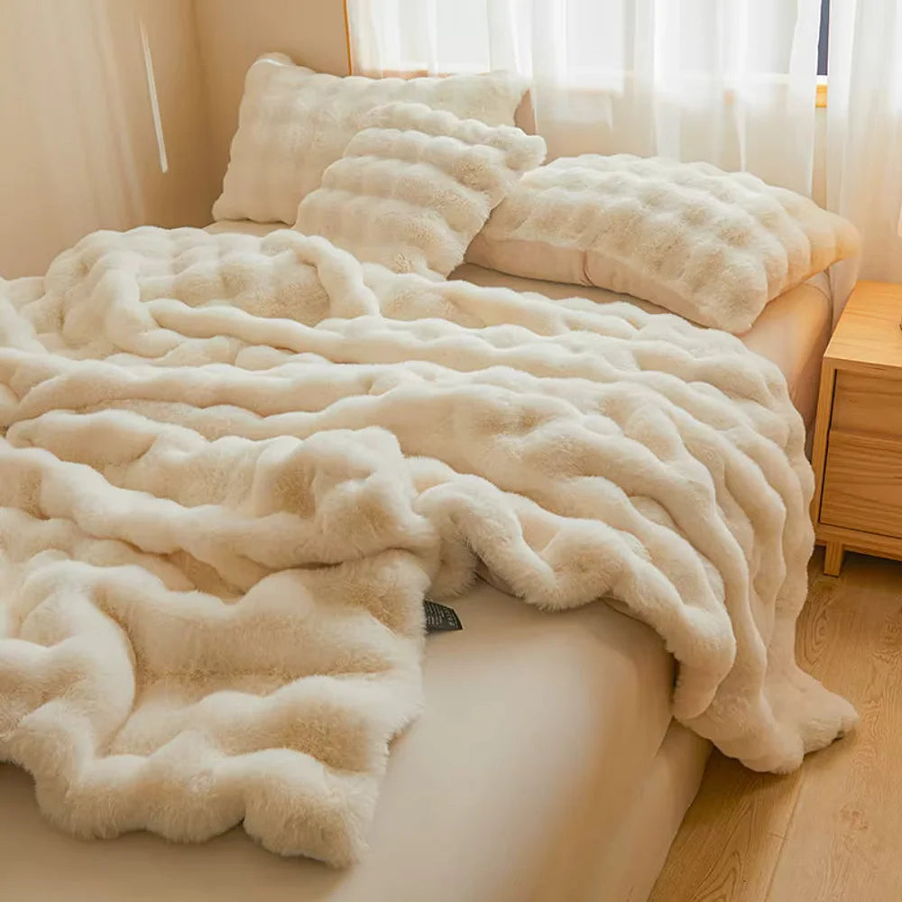 Faux fur throw blanket double-lined plush all-season – view 14