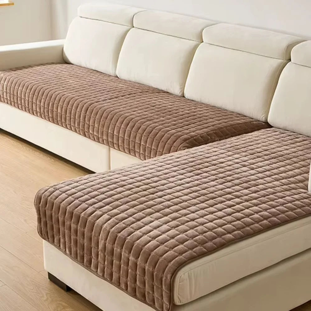 Flannel sofa cushion cover non-slip thickened plush