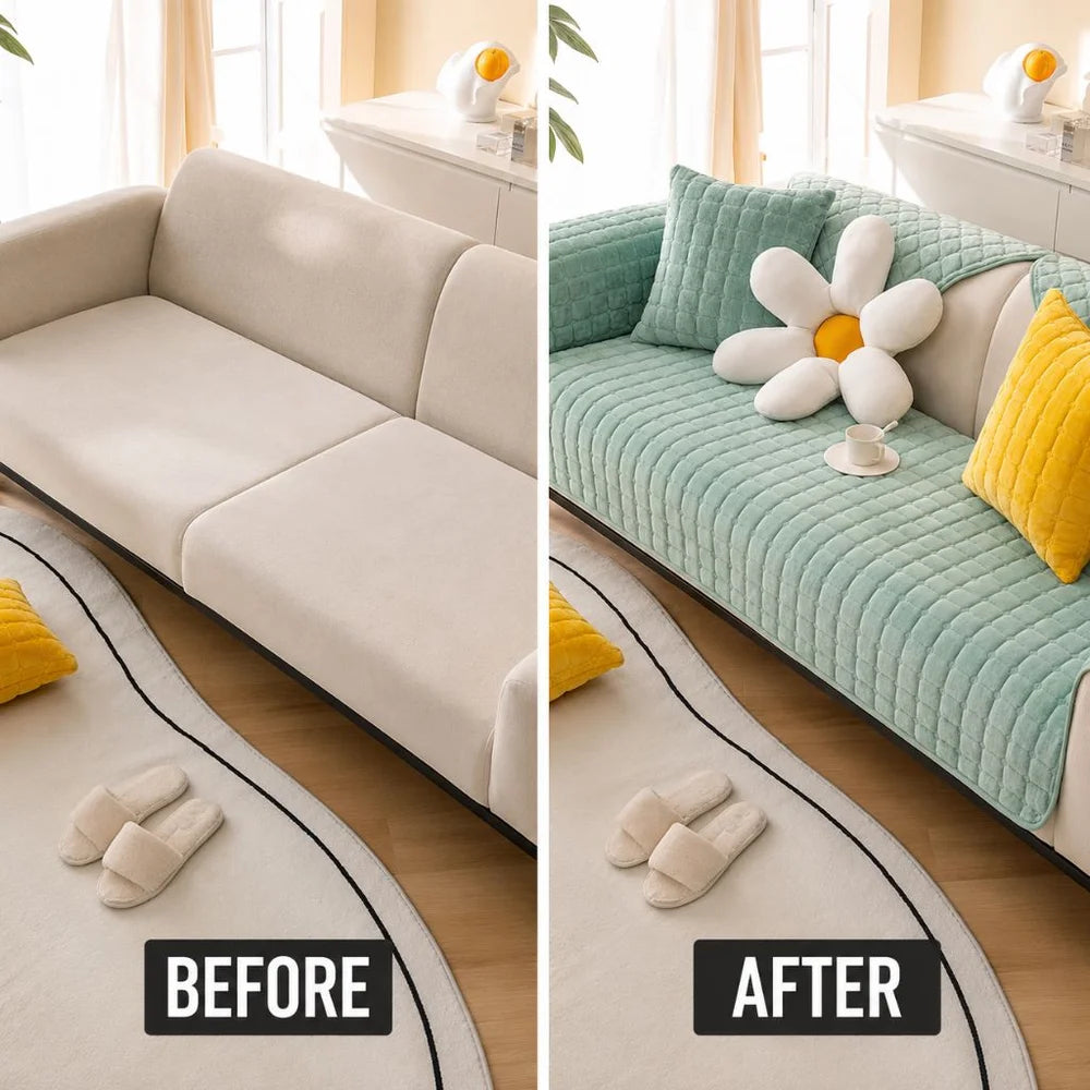 Flannel sofa cushion cover non-slip thickened plush - view 5