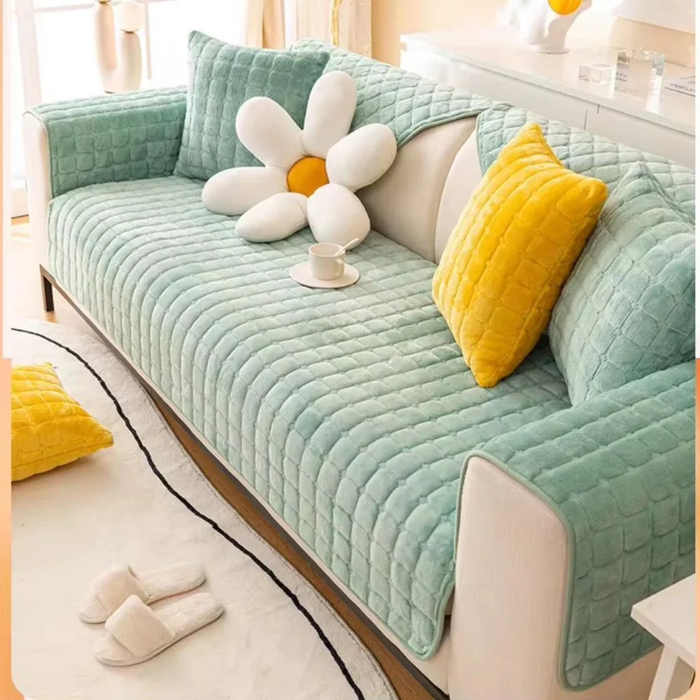 Flannel sofa cushion cover non-slip thickened plush - view 9