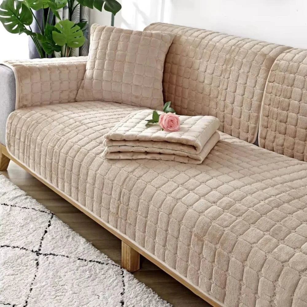 Flannel sofa cushion cover non-slip thickened plush - view 14