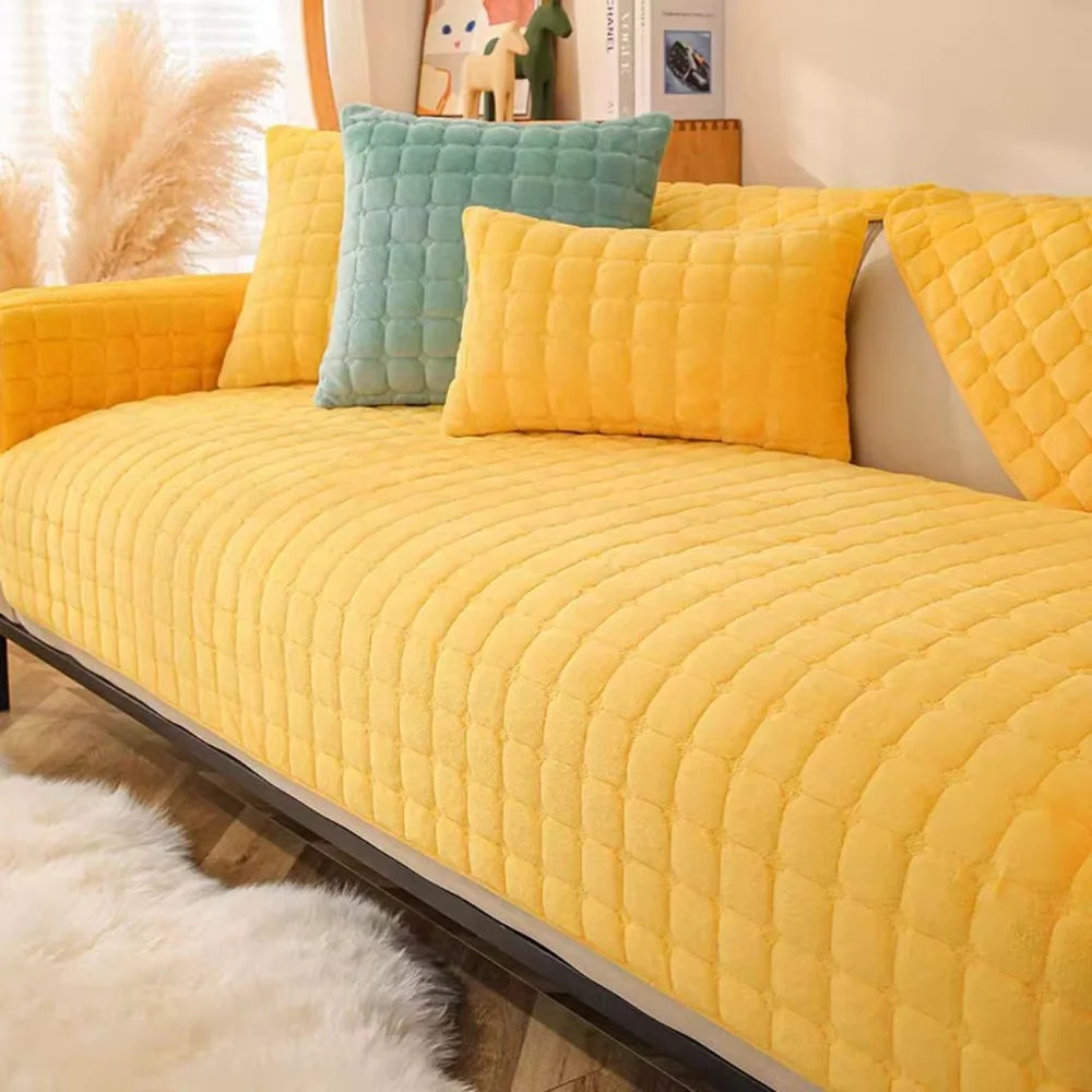Flannel sofa cushion cover non-slip thickened plush - view 15