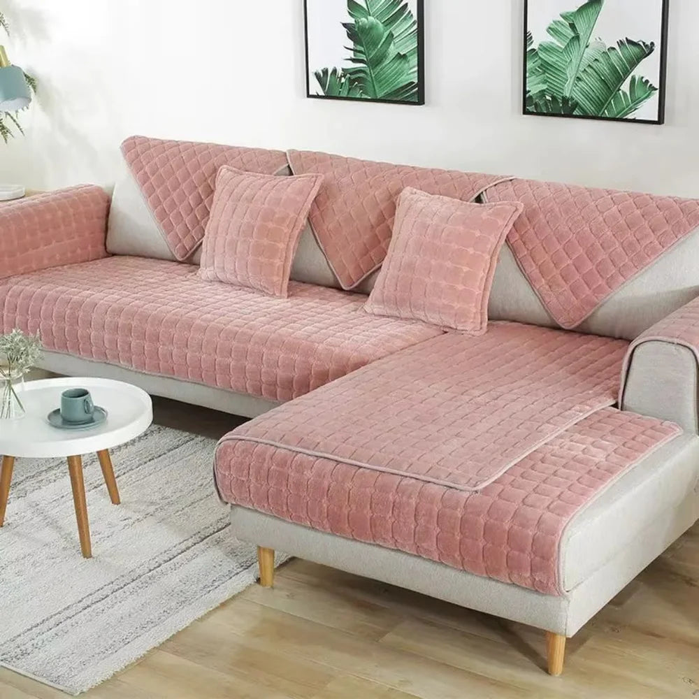 Flannel sofa cushion cover non-slip thickened plush - view 20