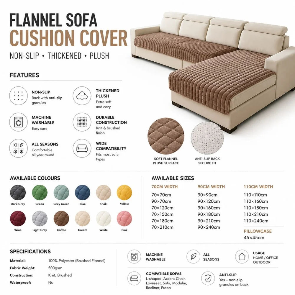 Flannel sofa cushion cover non-slip thickened plush - view 22