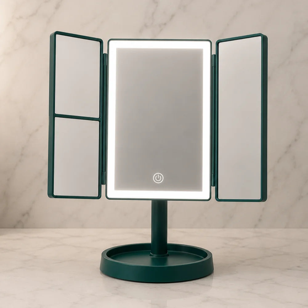 Foldable makeup magnifying mirror with led light 3 tone dimmable – view 13