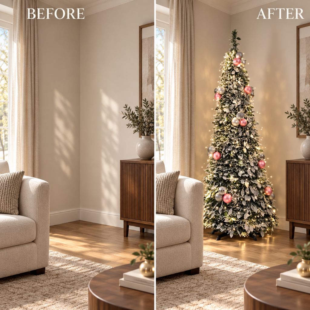 Foldable Pre-Decorated Christmas Tree with Snow-Effect Finish