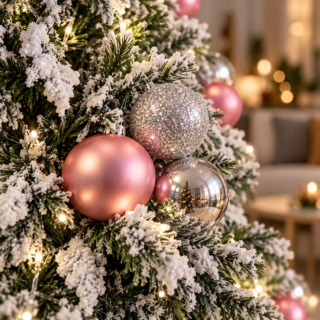Foldable Pre-Decorated Christmas Tree with Snow-Effect Finish