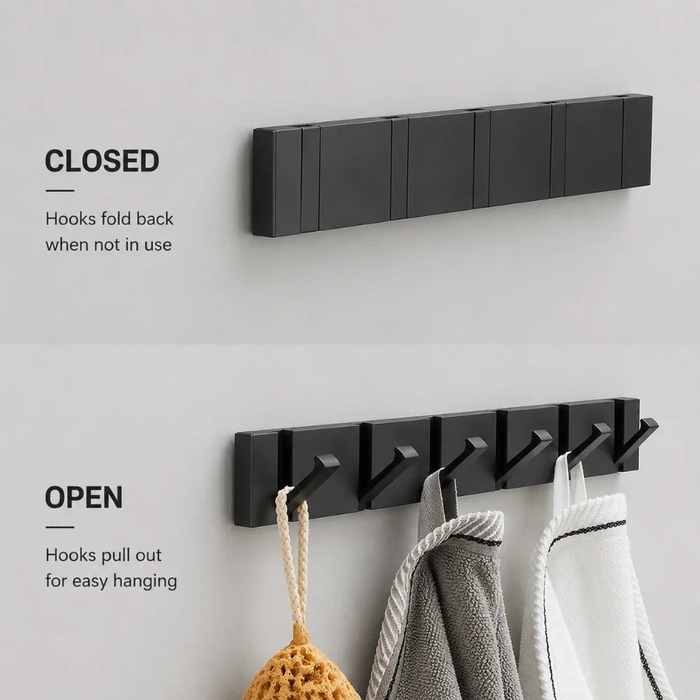 Foldable wall hook minimalist stainless steel 2 to 6 hooks – view 5