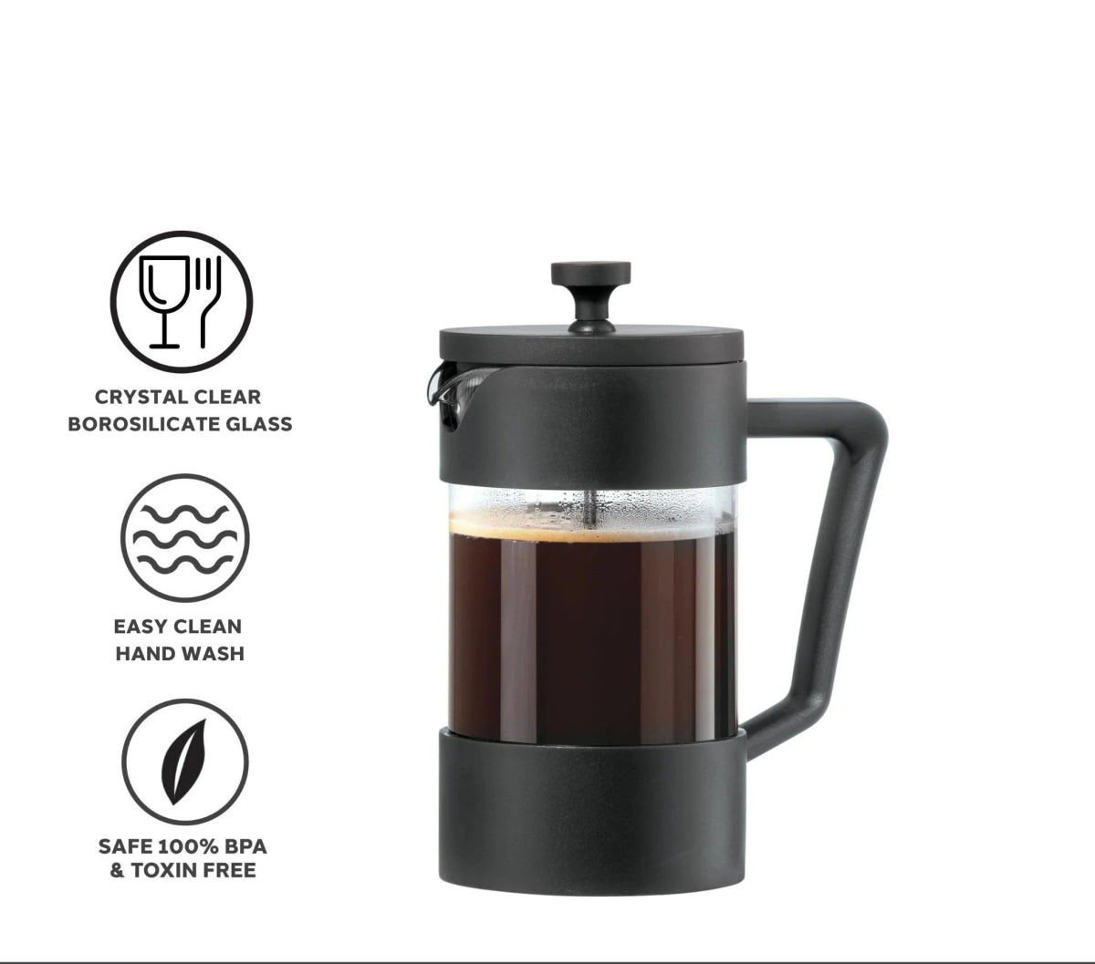 French Press Coffee Maker - Borosilicate Glass - Lattea Global