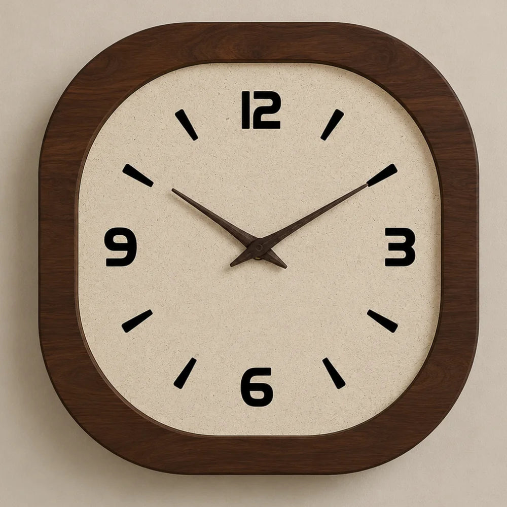 French vintage wooden style wall clock - large minimalist