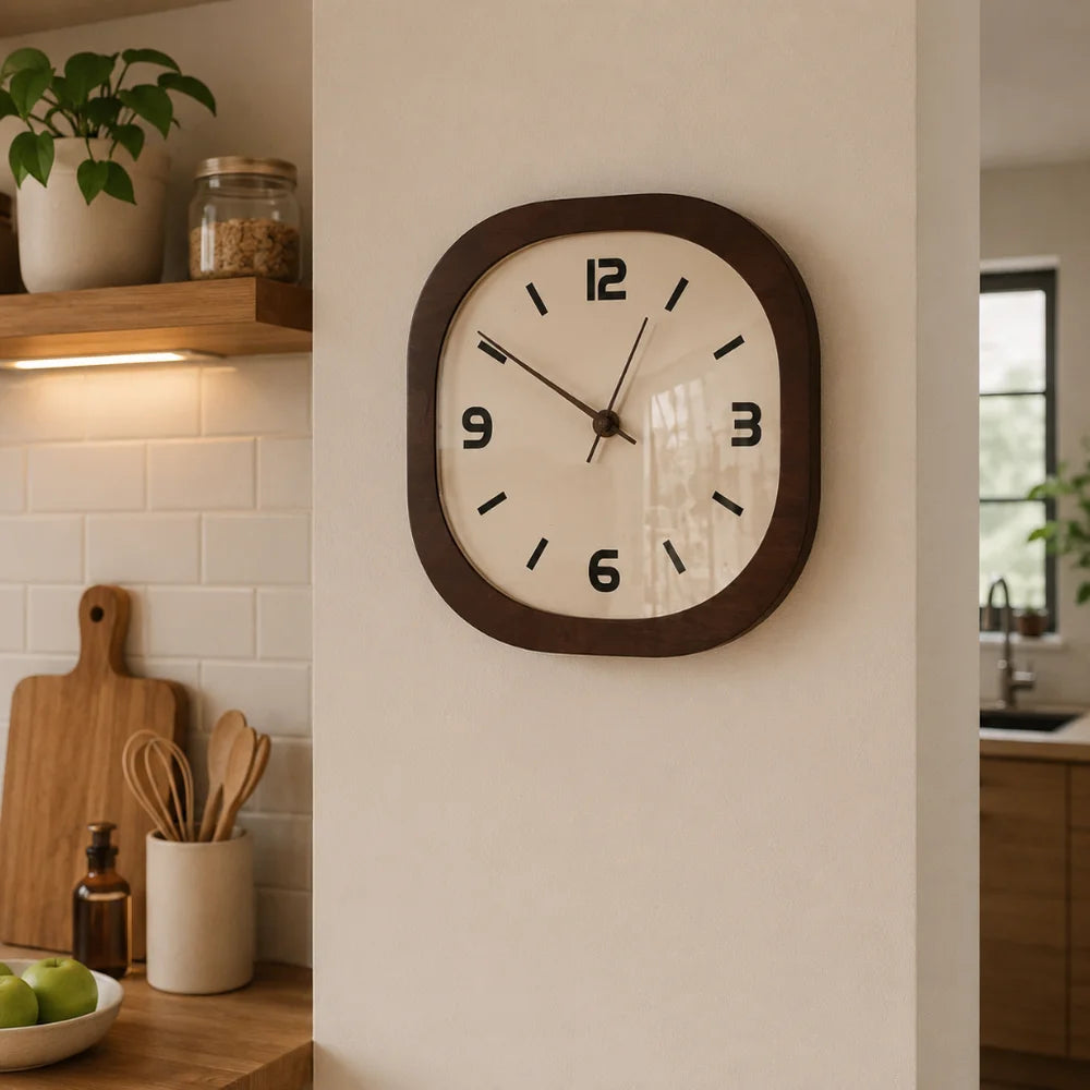 French vintage wooden style wall clock - large minimalist – view 4